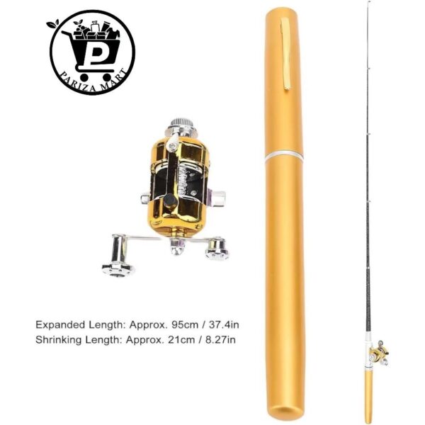 Portable Pocket Telescopic Mini Fishing Rod Pole Pen Shape Folded Fishing Rod With Reel Wheel For Outdoor River Lake Fishing