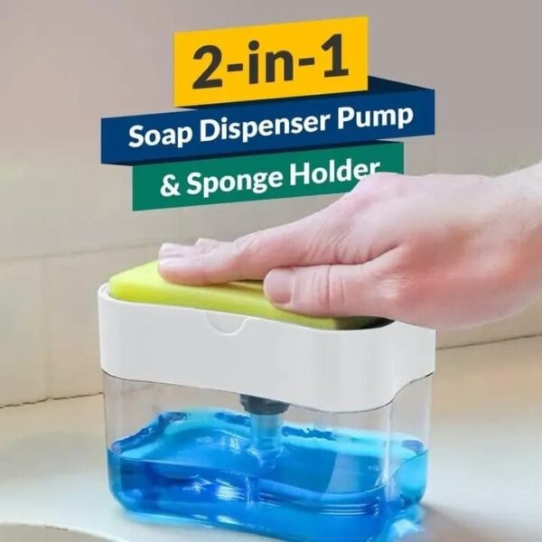 Liquid Soap Dispenser Soap Pump Sponge Caddy Holder Creative Hand Press Kitchen Dish Soap Dispenser with Washing Sponge