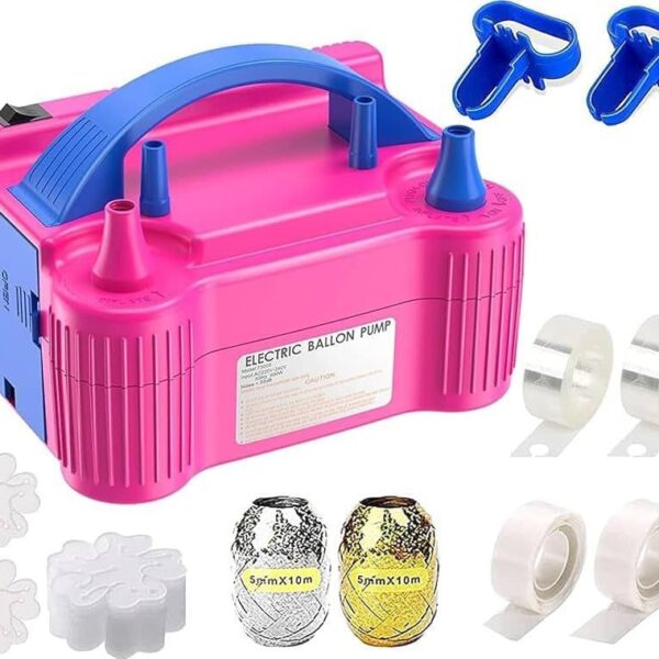 Portable Dual Nozzle Rose Red 110V 600W Electric Balloon Blower Pump/Electric Balloon Inflator for Decorations